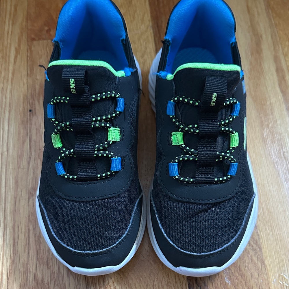 Skechers Toddler boy Black Sneakers with Blue and Green Accents
